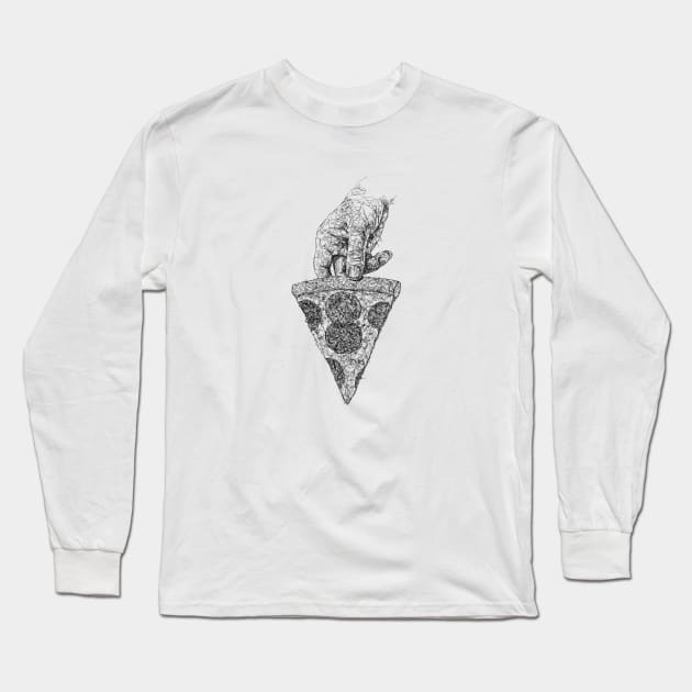 Take a slice of pizza drawing with scribble art Long Sleeve T-Shirt by KondeHipe